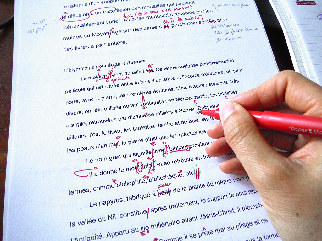 Correction et préparation du texte pour la mise en page